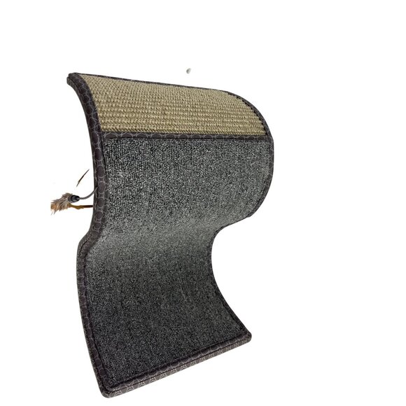 Curved Cat Scratcher Lounge With Feather Toy - Durable & Stylish Design For Cats - Picture 4 of 5